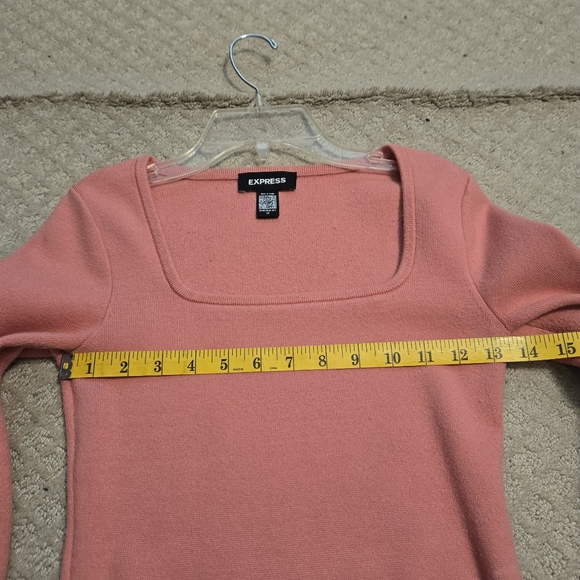 Express Pink Square Neck Long Sleeve Top - Picture 7 of 8